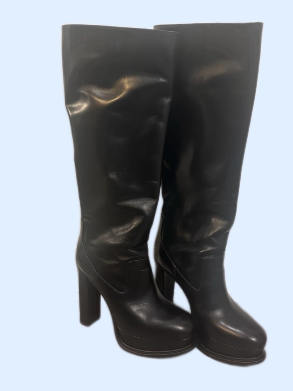 Alexander McQueen Black Knee-High Platform Heeled Boots
